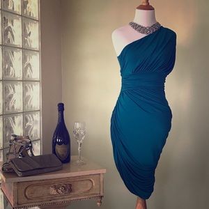 Sexy XS Halston Heritage 1-shoulder ruched dress.